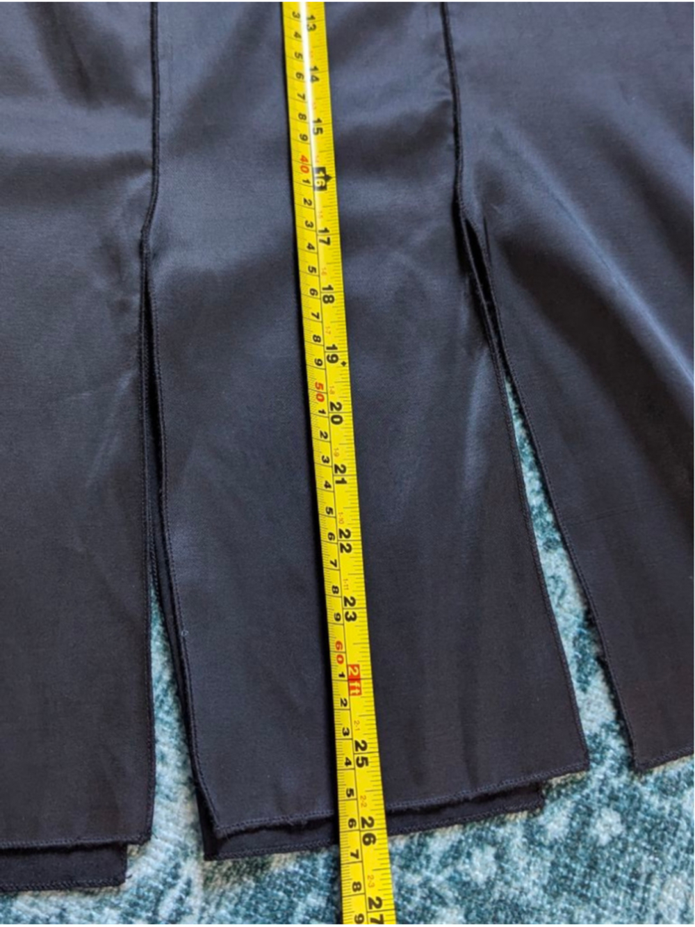 Vtg Nira Nira Black Satin Car Wash Panel Midi Skirt Sz 10 90s Goth Witchy - Picture 15 of 15